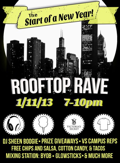 Roof Top Rave at UH Central Florida.     #rooftop #party #lights #fun #event #college #orlando #apartment #design #graphic #invite #flyer #neon Prize Giveaway, Rooftop Party, Celebrate Good Times, Acid House, Chips And Salsa, Roof Top, Party Lights, Let's Celebrate, Party Flyer