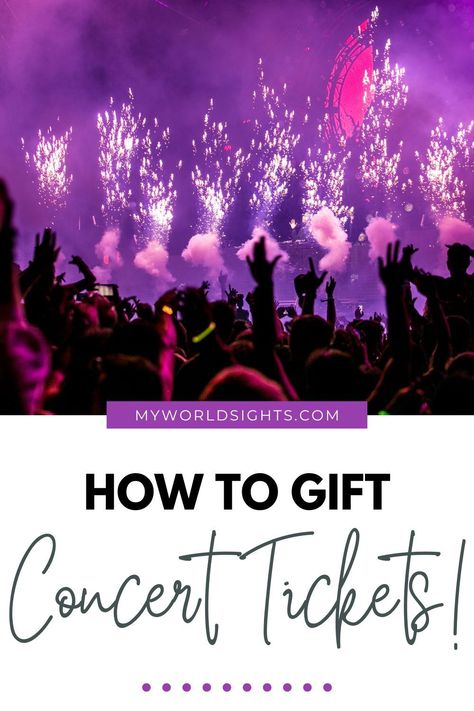 How to gift concert tickets! Surprising a friend with concert tickets for their birthday or just because? This guide will give you ideas on how to give someone concert tickets. Learn how to use our concert ticket template to make your gift extra special! Concert Gift Ideas, Concert Ticket Gift, Creative Presentation Ideas, Concert Ticket Template, Concert Gift, Surprise Vacation, Concert Ticket, Balloon Pop, Ticket Template