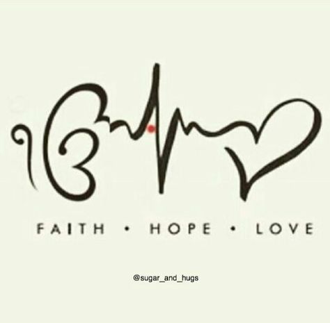 Tattoo- Faith Hope Love Sikhi Tatoos, Waheguru Tattoo Design, Gurmukhi Tattoo, Waheguru Tattoo, Ek Onkar Tattoo, Waheguru Quotes, Hindu Tattoos, Faith Hope Love Tattoo, Ek Onkar