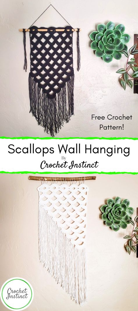 Crochet Art Wall Free Pattern, Crochet And Driftwood, Crochet Macrame Wall Hangings Free Pattern, Simple Crochet Wall Hanging Free Pattern, Modern Crochet Decor, Crochet Patterns Wall Hangings, Easy Crochet Wall Hanging, Crochet Pattern Wall Hanging, Crochet Wall Art Ideas