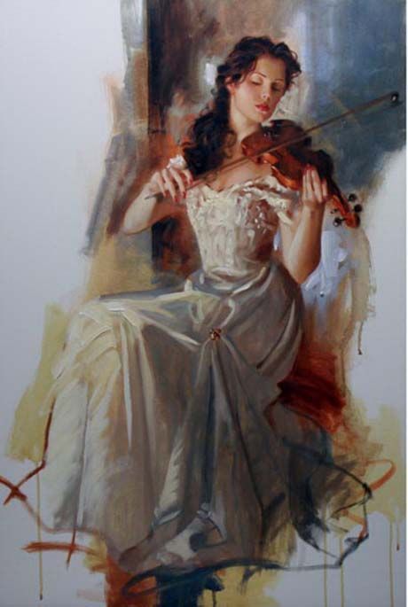 Richard S Johnson, Playing The Violin, Richard Johnson, Tumblr Art, The Violin, Musical Art, 수채화 그림, Sketchbook Inspiration, Romantic Art