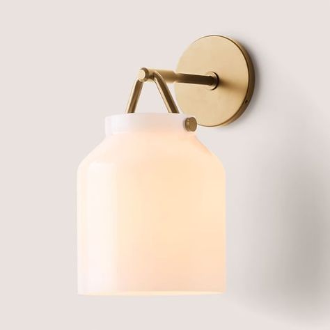 Antique Brass Sconces, West Elm Kids, Smart Bulb, Metal Canopy, Modern Wall Sconces, Key Details, Incandescent Bulbs, Glass Lighting, West Elm