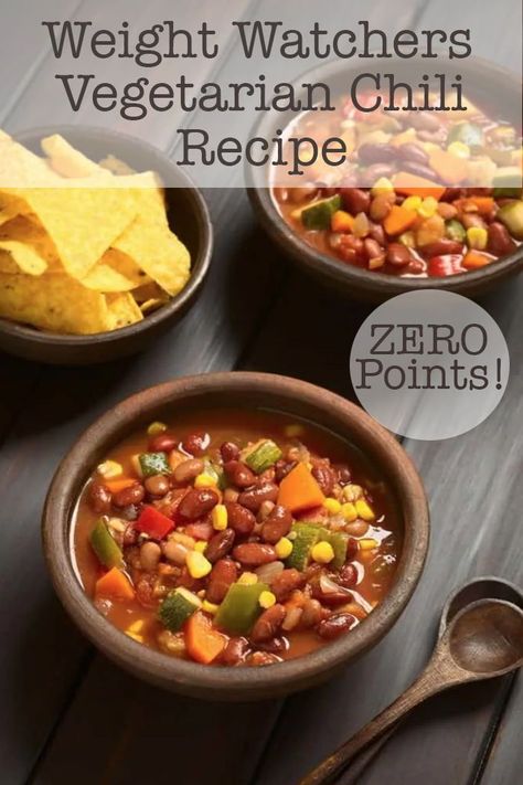 Ww Vegetarian, Weight Watchers Chili, Weight Watchers Vegetarian, Crockpot Lunch, Lenten Recipes, Vegetarian Chili Recipe, Veggie Chili, Homemade Trail Mix, Weight Watchers Soup