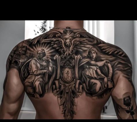 Back Piece Tattoo Men, Men Finger Tattoos, Small Dope Tattoos, Chest Tattoo Drawings, Full Chest Tattoos, Chest Tattoo Ideas, Backpiece Tattoo, Skull Rose Tattoos, Egyptian Tattoo Sleeve