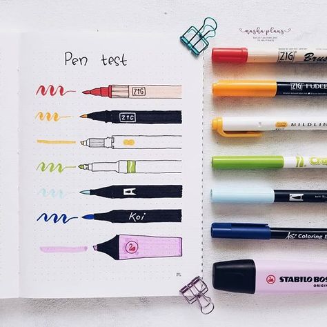 Pen Test, Bullet Journal Markers, How To Bullet Journal, Bullet Journal For Beginners, Bullet Journal 2019, Bullet Journal Hacks, Bullet Journal Aesthetic, Bullet Journal Mood, Bullet Journal Notebook