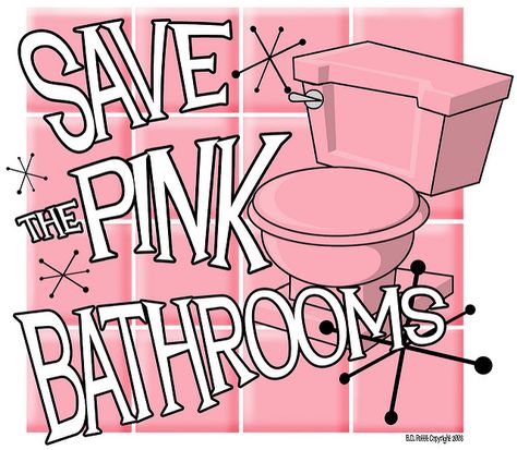 Pink Bathrooms 2 | Save the Pink Bathrooms Logo By B.D. Pett… | atomicaddiction | Flickr Pink Bathrooms, Bathroom Pink, Pink Toilet, Vintage Tub, Pink Baths, Retro Bathrooms, I Believe In Pink, Pink Tiles, Shabby Chic Bathroom