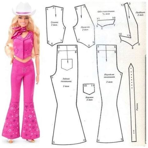 Pattern For Barbie Doll Clothes, Ken Doll Patterns, Patterns For Fashion, Barbie Dress Pattern, Sewing Barbie Clothes, Barbie Sewing Patterns, Barbie Wardrobe, Diy Barbie Clothes, Barbie Doll Clothing Patterns