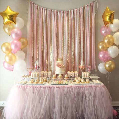 Pink Thoughts, Lace Backdrops, Gold Birthday Banner, Gold Garland, Garland Birthday, Backdrop Birthday, Garland Backdrops, White Lace Fabric, Rosa Gold