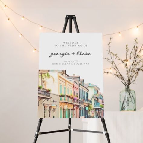 $46.80 | NOLA Watercolor New Orleans Wedding Welcome #wedding welcome sign, welcome poster, welcome sign foam board, new orleans wedding, new orleans skyline, bourbon street, mardi gras wedding, watercolor new orleans, travel themed wedding, destination wedding New Orleans Wedding Decor, New Orleans Wedding Theme, Mardi Gras Bachelorette Party, Nola Bachelorette Party, New Orleans Party, Nola Bachelorette, New Orleans Bachelorette, Nola Wedding, Party Welcome Sign