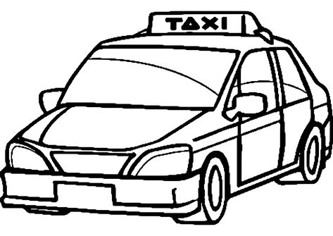 Taxi (Transport) #137208 (albumdecoloriages.com) Color Pages Printable, Taxi Drawing, New York Drawing, Plastic Fou, Coloring Drawing, Mermaid Waves, Yellow Cabs, Color Pages, Outline Drawing