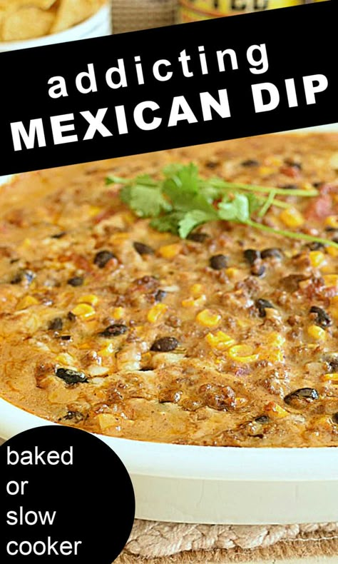 Hot Mexican Dip, Dip With Corn, Hamburger Dip, Bean Cheese Dip, Mexican Bean Dip, Cheese Dip Crock Pot, Mexican Dip Recipes, Mexican Dip, Mexican Dips