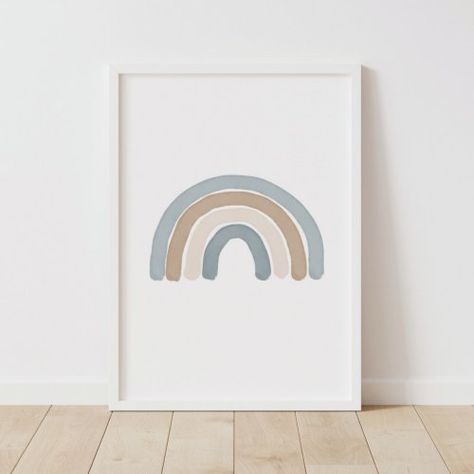 $14.05 | Blue Rainbow Neutral Boy Nursery Decor #nursery #decor #kids #watercolor #blue #neutral #boy #baby #rainbow #babyshower Muted Rainbow Color Palette Nursery, Rainbow And Cloud Nursery, Neutral Rainbow Nursery Decor, Neutral Rainbow Painted Wall, Blue Rainbow Nursery Decor, Neutral Boy Nursery, Pottery Barn Baby, Boho Nursery Girl, Nursery Decor Inspiration