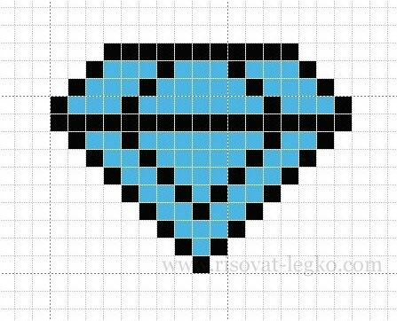 Diamond Pixel Art, Pixel Art Diamond, Pixel Art Minecraft, Image Pixel Art, Modele Pixel Art, Penanda Buku, Cross Stitch Fonts, Tiny Cross Stitch, Easy Pixel Art