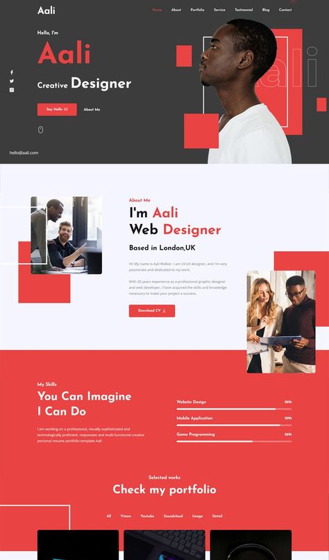 Personal Portfolio HTML Template Design Portfolio Layout Ideas, Portfolio Layout Ideas, Portfolio Website Design Inspiration, Web Presentation, Design Portfolio Layout, Personal Website Design, Design Sites, Web Design Websites, Ui Ux 디자인