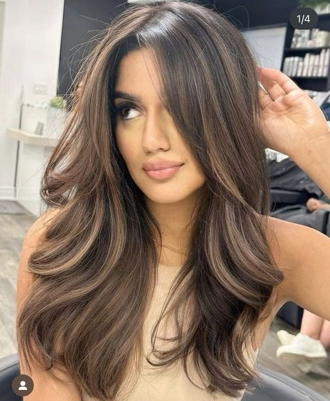 Spanish Hair Color, Teresa Giudice Hair, Hair Color With Pale Skin, Caramel Highlights Dark Hair, Hair Color Ideas For Latinas Brown Eyes, Brown Hair On Latinas, Hair Color For Latinas Skin, Brunette Hair With Honey Highlights, Hair Color Ideas For Brunettes With Money Pieces