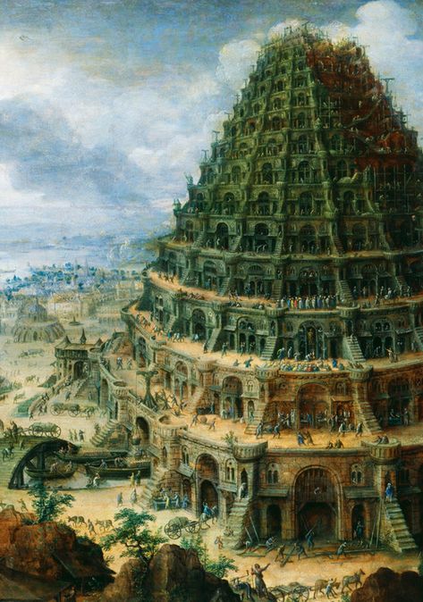 Marten van Valckenborch the Elder. Detail from The Tower of Babel, 1595. The Tower Of Babel, Ancient Babylon, Divina Commedia, Tower Of Babel, Fantasy City, Fantasy Places, Historical Art, Ancient Architecture, Mesopotamia