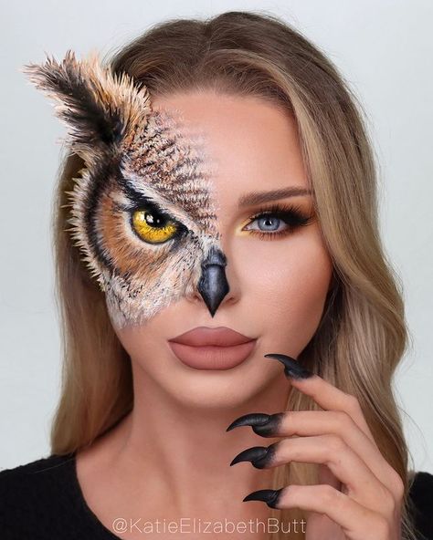 Makeup Videos by Sasha Wichita (@sashawichita) • Instagram photos and videos Owl Makeup, Beautiful Halloween Makeup, Animal Makeup, Halloween Makeup Inspiration, Makeup Challenges, Makeup Transformation, Sfx Makeup, Makeup Blogger, Makeup Blog