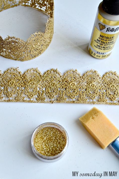 My Someday in May: DIY Lace Crowns Aluminum Foil Crown, How To Make Crowns Diy, Diy Crown Decorations, Lace Crown Diy, Narnia Crowns Diy, Kings Crown Diy, Narnia Decorations Diy, Diy Crowns And Tiaras, Diy Crown Queen