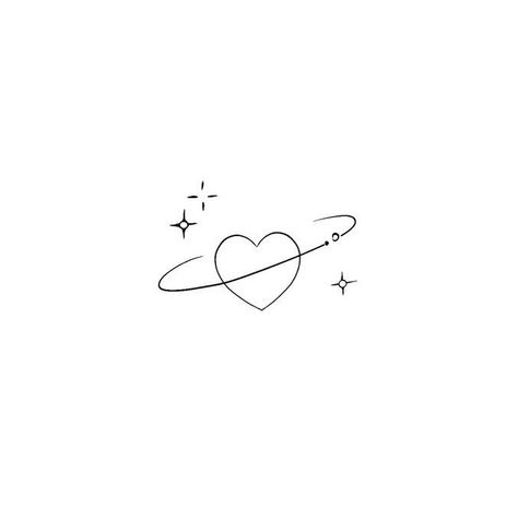 Star Emoji Tattoo, Heart Planet Tattoo, Sparkle Heart Tattoo, Heart Angel Tattoo, Space Line Art, Word Tattoos With Meaning, All Star Tattoo, Small Heart Tattoo, Heart Planet