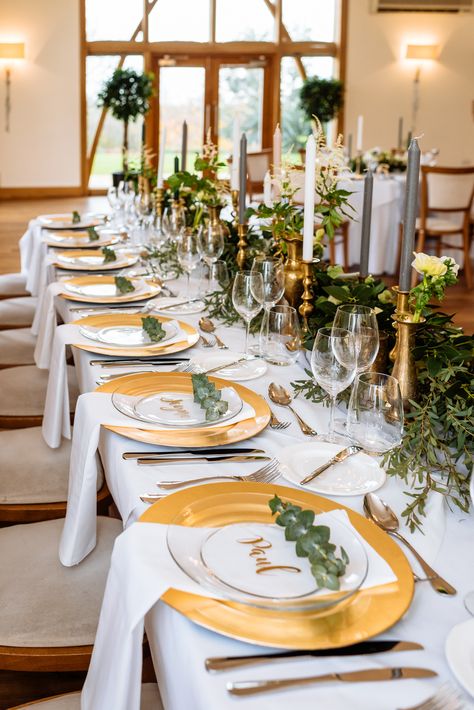 Gold flatware table setting