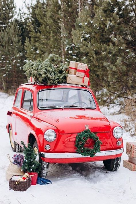 Natal Country, Xmas Deco, Christmas Color, Christmas Car, Noel Christmas, Merry Little Christmas, Scandinavian Christmas, Christmas Love, Fiat 500