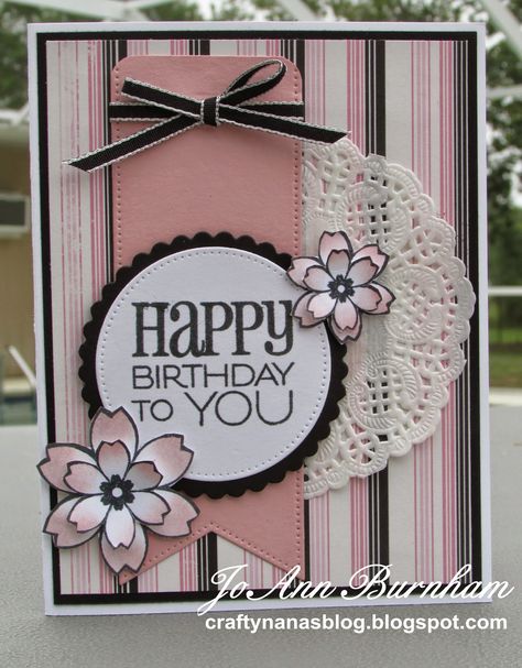 Handmade birthday card by JoAnn Burnham using the Birthday to You plain jane from Verve. #vervestamps Birthday Card Friend Female, Doily Cards Handmade, Female Birthday Cards Handmade, Birthday Cards Handmade Female, Female Birthday Cards, Handmade Birthday Card Ideas, Doily Cards, Happy Thursday Morning, Greeting Cards Handmade Birthday