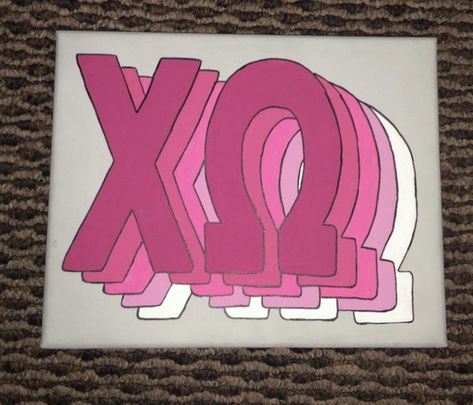 Chi Omega Wooden Letters, Chi Omega Letters Painted, Chi Omega Paintings, Sorority Painted Letters, Painted Sorority Letters, Greek Letters Painted, Big Little Crafts, Sorority Letters Painted, Chi Omega Letters