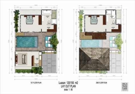 2 Bedroom Villa Bali Floor Plan, Balinese Villa Floor Plan, Villa Floor Plan, Tiki House, Balinese Villa, 2 Bedroom Villa, Budget House Plans, Pool Pergola, Villa Bali