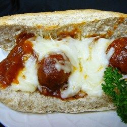 Meatball Grinders with a Yummy Sauce - Allrecipes.com Easy Turkey Chili, Mix Pizza, Honey Garlic Chicken Thighs, Best Easy Dinner Recipes, Chickpea Coconut Curry, Apple Jelly, Bacon Fries, Hoagie Rolls, Easy Bacon