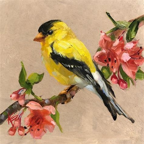 Gold Finch Painting, Goldfinch Painting, Abstract Bird Painting, Krista Eaton, Acrylic Birds, Bird Painting Acrylic, Bird Paintings On Canvas, American Goldfinch, Bird Paintings