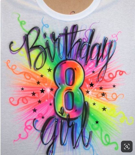 Dot Lettering, Airbrushing Ideas, Funfetti Birthday, Neon Party Decorations, Airbrush T Shirts, Airbrush Designs, Color Burst, Party Confetti, Custom Airbrushing