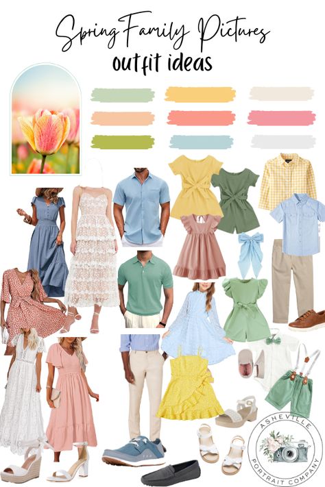 Curated by a Professional Photographer - Spring Outfit Inspiration for the whole family! Perfect for Easter OR Spring Family Photos! Everything on this board is linked for your convenience! Springtime Family Photo Outfits, Spring Family Photo Color Scheme, Family Spring Pictures Outfits, Colorful Family Photos, Family Picture Outfits Spring, Summer Family Picture Outfits, Family Photo Outfits Spring, Spring Family Photo Outfits, Spring Family Pictures Outfits