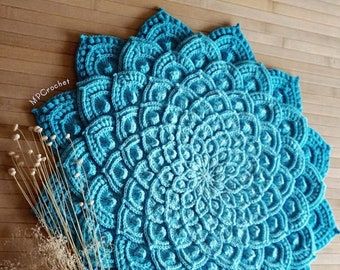 Asteria Crochet Pattern Free, Dark Gradient, Textured Blankets, Textured Crochet, Lotus Mandala, Crochet Mandala Pattern, Step By Step Crochet, Textured Yarn, Crochet Home Decor