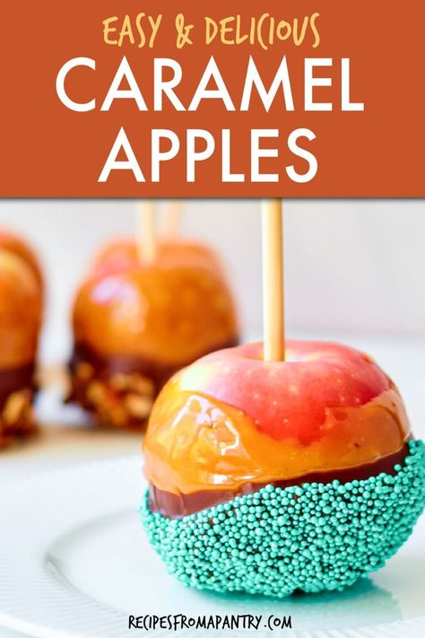 Learn how to make homemade caramel apples dessert with real caramel for eating & gifting in this easy step-by-step recipe! Perfect for holidays, fall gatherings, Halloween and special celebrations. These apples are dipped in creamy caramel and rolled in your favorite toppings like candy, nuts, & sprinkles. A great homemade gifts, Fall Dessert, Halloween Dessert and a hit at any party. Follow this guide to create delicious and festive treats! #caramelapples #fall #recipes #dessert #gifts Homemade Caramel Apples, Gourmet Candy Apples, Gourmet Caramel Apples, Candy Apple Recipe, Caramel Apples Homemade, Caramel Apples Recipe, Caramel Apples Easy, Gourmet Apples, Gourmet Candy