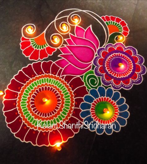 Animal Rangoli Design, Diwali Theme Rangoli For Competition, Theme Rangoli Designs For Competition, Rangoli Ideas Creative For Competition, Best Rangoli Designs For Competition, Free Hand Rangoli Designs With Colours, Diwali Rangolis, Dhanteras Rangoli, Diwali Items