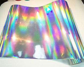 Holographic foil | Etsy Rainbow Chrome, Rainbow Vinyl, Holographic Vinyl, Holographic Foil, Mirror Effect, Oil Slick, Vinyl Sheets, Silver Foil, Silver Mirrors