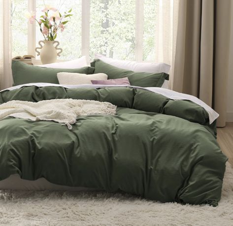 Olive Green Duvet, Green Duvet Cover, Elevated Home, Green Duvet, Green Duvet Covers, King Duvet Cover Sets, Full Duvet Cover, Queen Duvet Cover, White Duvet Covers