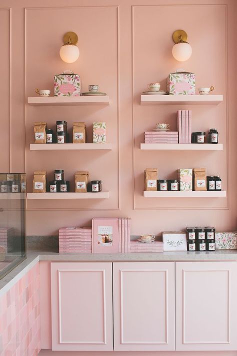 Sweet Laurel is famous for its cakes (and its delicious cookbook), and now you can eat them at its first pink-hued L.A. store. Take the tour. Cake Shop Interior, Ideas Decoracion Salon, Cake Shop Design, Sweet Laurel, Beauty Closet, Bakery Interior, Bakery Design Interior, Bakery Design, Cake Business