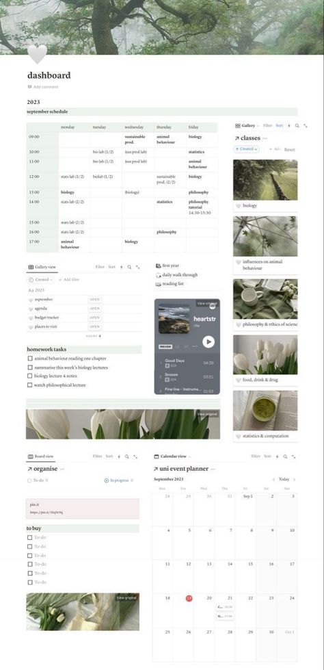 10 Best Notion Templates for 2023 in 2024 | Notions, Templates, Study inspiration . #Organisation #Notion_Theme_Aesthetic #Notion_Notebook_Template #Light_Academia_Notion_Template Light Academia Notion Template, Green Notion Theme, Notion Layout Ideas, Notion Spotify, Dark Academia Notion, Coquette Notion, Templates Journal, Green Dark Academia, Notion Layout