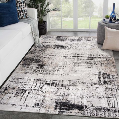 17 Stories Kailianna Abstract Black/White Area Rug | Wayfair Black White Area Rug, Modern Farmhouse Furniture, Cozy Environment, Polypropylene Rug, Black White Rug, 6x9 Area Rugs, 5x7 Area Rug, 9x12 Area Rugs, Austin Design