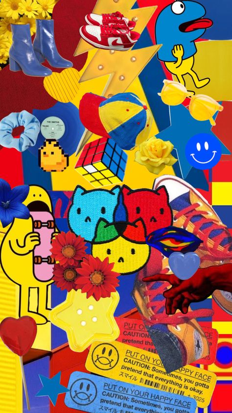 Primary Colours For My Cousin :) #primarycolours #college #vintage #aesthetic #:) Primary Colour Aesthetic, Primary Colours Aesthetic, Primary Colors Aesthetic, Kitsch Aesthetic, Lichtenstein Pop Art, Kidcore Aesthetic, Future Wallpaper, Primary Colours, Colour Theory