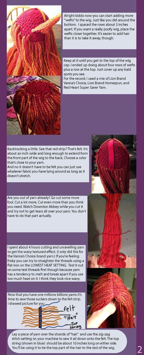 Yarn wig diy...would be good for a Sally costume How To Make A Sally Wig, Yarn Wig Diy, Yarn Wigs, Beat Bugs, Crochet Braids For Kids, Elsa Wig, Diy Laine, Raggedy Anne, Wig Tutorial