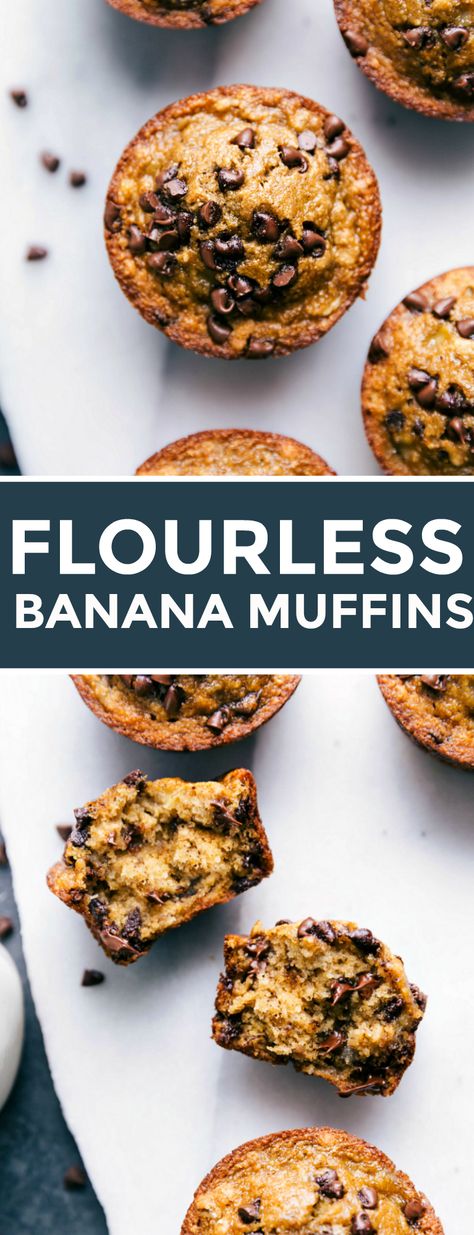 Soft, chewy, and moist, Flourless Banana Muffins are made without any flour or refined sugars! Add chocolate chips for a fun flavor addition; nuts or dried fruits work well, too. This recipe relies on pantry staples — no unique ingredients needed! #healthy #oats #easy #lowcarb #glutenfree #best #quick #simple #breakfast #flourless #banana #muffins Flourless Banana Muffins, Flourless Muffins, Oatmeal Chocolate Chip Muffins, Healthy Oats, Healthy Banana Muffins, Banana Oat Muffins, Chelsea's Messy Apron, Banana Nut Muffins, Simple Breakfast