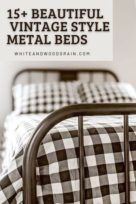 Metal Bed Decor Bedroom Ideas, Bedrooms With Metal Bed Frames, Farmhouse Iron Bed, Bronze Metal Bed Frame Bedroom Ideas, Antique Iron Beds Bedroom, White Wrought Iron Bed, Old Metal Bed Frame Ideas, Rod Iron Bedroom Ideas, Metal Bed Frame Bedroom Ideas Vintage