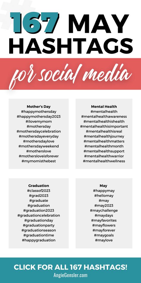 If you’re looking for some of the most popular May hashtags for social media – or need help creating content for your social media channels– we’ve got you covered. From trending and popular hashtags to easy-to-rank hashtags, we’ve got everything you need to get your content found and grow your following on social media. Social Media Hashtags, List Of Hashtags, Social Media 101, Twitter Tips, Popular Hashtags, Business Marketing Plan, How To Use Facebook, Creating Content, Power Of Social Media