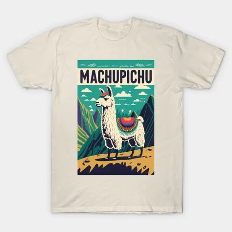 Machu Picchu, Llama, Peru, Design Inspo, Retro Vintage, Shirt Designs, T-shirt, T Shirt, Clothes