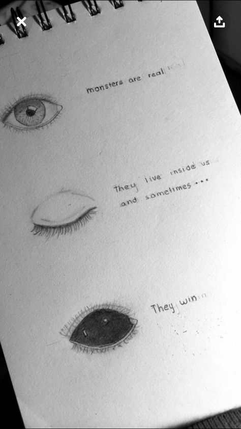 Cool Stuff To Draw On Yourself, Scared Drawing, Drawings With Deep Meaning, Eyes Drawing Tumblr, Monsters Are Real, Drawings With Meaning, Couple Drawing, Drawing Eyes, Drawing Hair