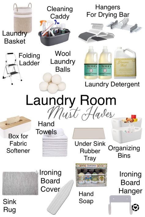 Laundry Items Checklist, Laundry Room Sink Organization, Laundry Room Essentials Products, Room Cleaning Essentials, House Organization List, Laundry Room Products, Laundry Product Storage, Laundry Items Organization, Laundry Room Organization Amazon