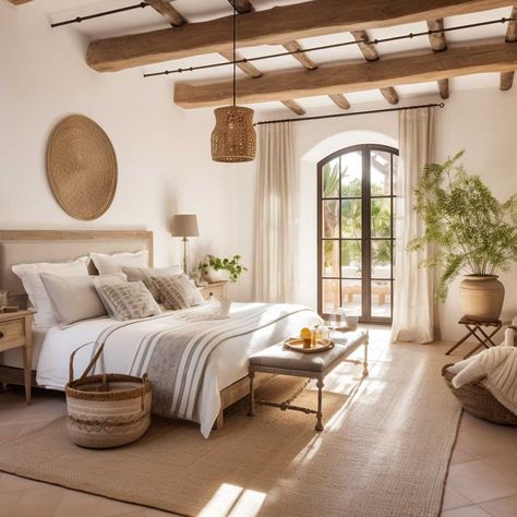 Mediteran Interior Design, Mediterranean Home Bedroom, Mediterranean Style Room, Home Mediterranean Style, Bali Style Home Bedroom, Italian House Design Interiors, Montecito Homes Interior Design, Bedroom Italian Style, Modern Mediterranean Bedroom Ideas