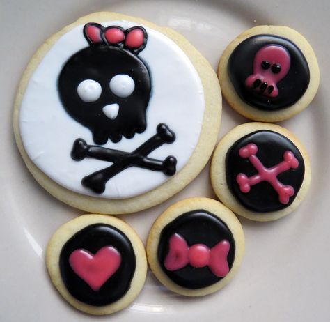 Rock Birthday, Girly Skull, Pink Punk, Sweets Treats, Black And Pink, Punk Rock, Biscuits, Sugar Cookie, Etsy Seller